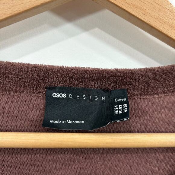 ASOS Curve Neutral Brown Terry Cloth Cropped Tank Top Crop Top Plus Size 20 - Picture 5 of 5